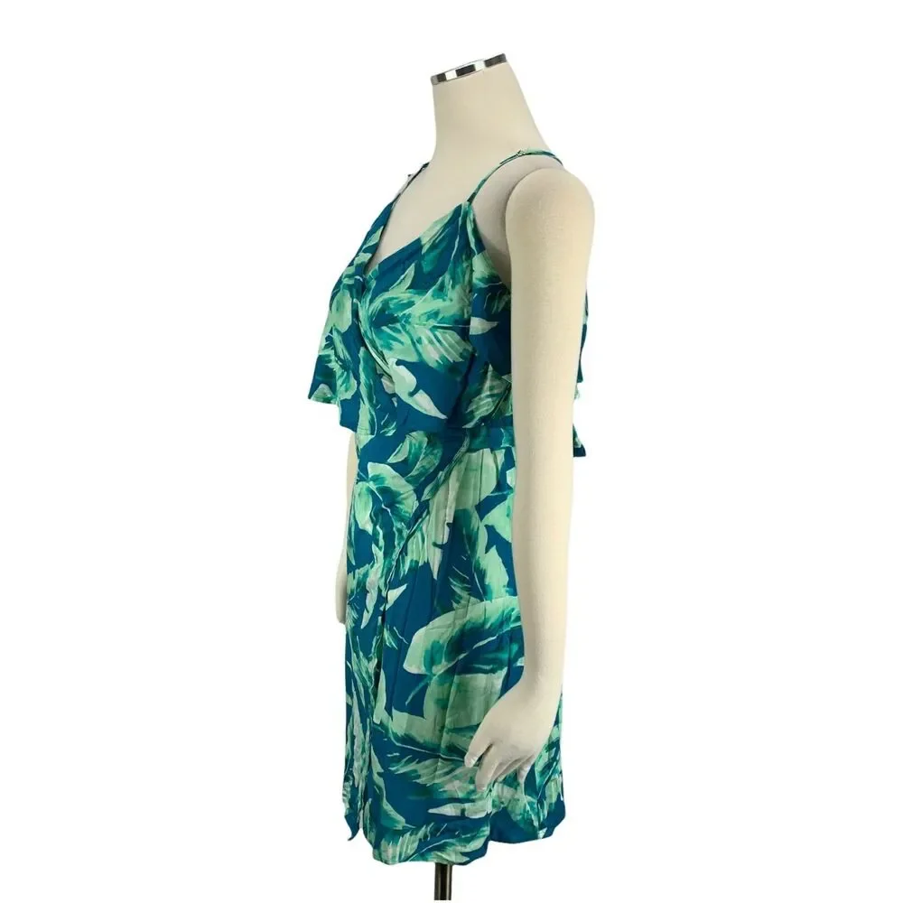 Gianni Bini XS Palm Wrap Dress NWT $109 Amy Blue Green Summer Cruise